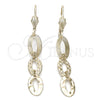Oro Laminado Long Earring, Gold Filled Style Polished, Golden Finish, 02.63.0735