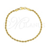 Oro Laminado Basic Bracelet, Gold Filled Style Rope Design, Polished, Golden Finish, 5.222.035.08 (03 MM Thickness, 8 Inches Length)