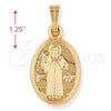 Oro Laminado Religious Pendant, Gold Filled Style San Benito Design, Polished, Golden Finish, 5.199.038