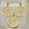 Oro Laminado Earring and Pendant Adult Set, Gold Filled Style Butterfly Design, with White Cubic Zirconia, Polished, Golden Finish, 10.63.0307