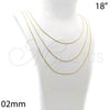 Oro Laminado Basic Necklace, Gold Filled Style Rat Tail Design, Polished, Golden Finish, 5.223.031.18 (02 MM Thickness, 18 Inches Length)