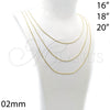 Oro Laminado Basic Necklace, Gold Filled Style Rat Tail Design, Polished, Golden Finish, 5.223.031.18 (02 MM Thickness, 18 Inches Length)