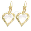 Oro Laminado Dangle Earring, Gold Filled Style Heart Design, Polished, Golden Finish, 02.63.1157