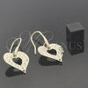 Oro Laminado Dangle Earring, Gold Filled Style Heart Design, Polished, Golden Finish, 02.63.1158