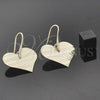 Oro Laminado Dangle Earring, Gold Filled Style Heart Design, Polished, Golden Finish, 02.63.1162
