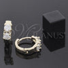 Oro Laminado Huggie Hoop, Gold Filled Style with White Cubic Zirconia, Polished, Golden Finish, 5.130.020