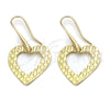 Oro Laminado Dangle Earring, Gold Filled Style Heart Design, Polished, Golden Finish, 02.63.1178