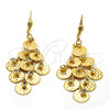 Oro Laminado Chandelier Earring, Gold Filled Style with White Cubic Zirconia, Polished, Golden Finish, 5.096.004