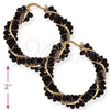 Oro Laminado Medium Hoop, Gold Filled Style Twist Design, with Black Crystal, Polished, Golden Finish, 5.141.011.45
