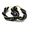 Oro Laminado Medium Hoop, Gold Filled Style Twist Design, with Black Crystal, Polished, Golden Finish, 5.141.011.45