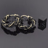 Oro Laminado Small Hoop, Gold Filled Style Twist Design, with Black Crystal, Polished, Golden Finish, 5.141.007.30