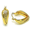 Oro Laminado Small Hoop, Gold Filled Style Twist Design, Polished, Golden Finish, 5.142.015