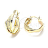 Oro Laminado Small Hoop, Gold Filled Style Twist Design, Diamond Cutting Finish, Golden Finish, 5.155.017