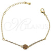 Oro Laminado Fancy Bracelet, Gold Filled Style Flower Design, with White Cubic Zirconia, Polished, Golden Finish, 03.171.0006 (03 MM Thickness, 7 Inches Length)