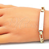 Oro Laminado ID Bracelet, Gold Filled Style Figaro Design, Polished, Golden Finish, 5.226.008.08 (160 Gauge, 06 MM Thickness, 8 Inches Length)