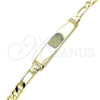 Oro Laminado ID Bracelet, Gold Filled Style Figaro Design, Polished, Golden Finish, 5.226.008.08 (160 Gauge, 06 MM Thickness, 8 Inches Length)