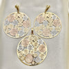 Oro Laminado Earring and Pendant Adult Set, Gold Filled Style Polished, Tricolor, 5.062.001