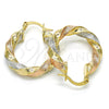Oro Laminado Small Hoop, Gold Filled Style Brushed Finish, Tricolor, 5.149.005.25