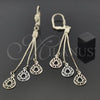 Oro Laminado Long Earring, Gold Filled Style Teardrop Design, Matte Finish, Tricolor, 5.088.011
