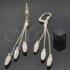 Oro Laminado Long Earring, Gold Filled Style Diamond Cutting Finish, Tricolor, 5.089.004