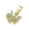 Oro Laminado Fancy Pendant, Gold Filled Style Angel Design, Diamond Cutting Finish, Golden Finish, 5.182.035