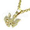 Oro Laminado Fancy Pendant, Gold Filled Style Angel Design, Diamond Cutting Finish, Golden Finish, 5.182.035