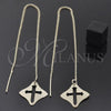 Oro Laminado Threader Earring, Gold Filled Style Cross Design, Polished, Golden Finish, 5.113.001
