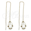 Oro Laminado Threader Earring, Gold Filled Style Hand Design, Polished, Golden Finish, 5.114.012