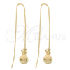 Oro Laminado Threader Earring, Gold Filled Style Pear Design, Polished, Golden Finish, 5.113.008