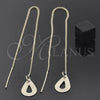 Oro Laminado Threader Earring, Gold Filled Style Teardrop Design, Polished, Golden Finish, 5.117.012