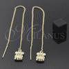 Oro Laminado Threader Earring, Gold Filled Style Teddy Bear Design, Polished, Golden Finish, 5.116.008