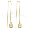 Oro Laminado Threader Earring, Gold Filled Style Teddy Bear Design, Polished, Golden Finish, 5.116.008