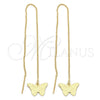 Oro Laminado Threader Earring, Gold Filled Style Butterfly Design, Polished, Golden Finish, 5.114.009