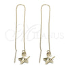 Oro Laminado Threader Earring, Gold Filled Style Star Design, Polished, Golden Finish, 5.114.003