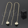 Oro Laminado Threader Earring, Gold Filled Style Heart Design, Polished, Golden Finish, 02.63.1599