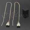 Oro Laminado Threader Earring, Gold Filled Style Teddy Bear Design, Polished, Golden Finish, 5.116.009