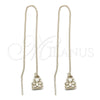Oro Laminado Threader Earring, Gold Filled Style Teddy Bear Design, Polished, Golden Finish, 5.116.009