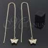 Oro Laminado Threader Earring, Gold Filled Style Butterfly Design, Polished, Golden Finish, 5.122.014