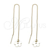 Oro Laminado Threader Earring, Gold Filled Style Flower Design, Polished, Golden Finish, 5.118.007