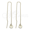 Oro Laminado Threader Earring, Gold Filled Style Heart Design, Polished, Golden Finish, 5.116.006