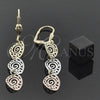 Oro Laminado Long Earring, Gold Filled Style Polished, Tricolor, 5.065.009