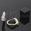 Oro Laminado Huggie Hoop, Gold Filled Style with White Cubic Zirconia, Polished, Golden Finish, 5.131.012