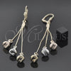 Oro Laminado Long Earring, Gold Filled Style Belt Buckle Design, Diamond Cutting Finish, Tricolor, 5.064.002