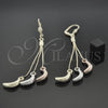 Oro Laminado Long Earring, Gold Filled Style Banana Design, Polished, Tricolor, 5.101.004