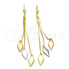 Oro Laminado Long Earring, Gold Filled Style Polished, Tricolor, 5.068.005