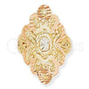 Oro Laminado Elegant Ring, Gold Filled Style Filigree Design, Diamond Cutting Finish, Tricolor, 5.173.002.07 (Size 7)