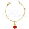 Oro Laminado Charm Bracelet, Gold Filled Style Ladybug Design, Enamel Finish, Golden Finish, 03.16.0004 (6 Inches Length)
