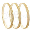 Gold Plated Trio Bangle, Diamond Cutting Finish, Golden Finish, 03.53.0001.06 (06 MM Thickness, Size 6 (2.75 Diameter))