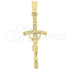 Oro Laminado Religious Pendant, Gold Filled Style Crucifix Design, Polished, Golden Finish, 5.192.020