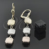 Oro Laminado Long Earring, Gold Filled Style Diamond Cutting Finish, Tricolor, 5.114.014